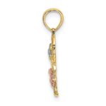 14k Two-tone with White Rhodium Flowers Charm - Image 2