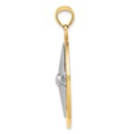 14k Two-tone Large Nautical Compass with White Needle Charm - Image 2