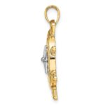 14K Two-tone Ships Wheel with Nautical Compass Charm - Image 2