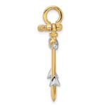 14K and White Rhodium 3-D Anchor with Long T-Bar and Shackle Bail Charm - Image 2