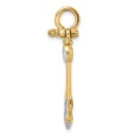 14K and White Rhodium 3-D Textured Anchor with Shackle Bail Charm - Image 2