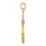 14K and White Rhodium 3-D Fish Hook With Rope Charm - Image 2