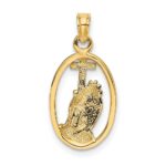 14K and White Rhodium Praying Hands and Cross Oval Charm - Image 3