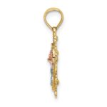 14k Two-tone with White Rhodium Heart with Rose and Lace Border Charm - Image 2