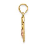 14k Two-Tone with White Rhodium #1 WIFE In Heart with Flower Charm - Image 2