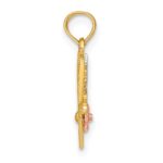 14k Two-tone with White Rhodium #1 SISTER In Heart with Flowers Charm - Image 2