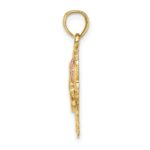 14k Two-tone with White Rhodium MOM in Heart with Flower Charm - Image 2