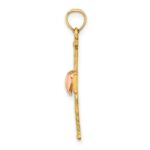 14k Two-Tone Textured Finish Cross with Heart Charm - Image 2