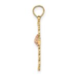 14k Two-Tone Twisted Cross with Flower Charm - Image 2