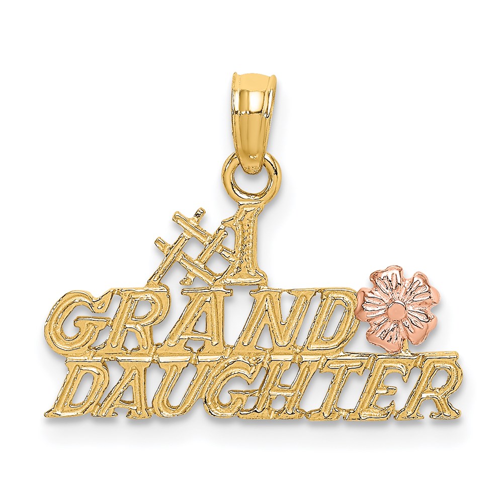 K9112.jpg 14k Two-Tone #1 GRANDDAUGHTER with Flowers Charm - Image 1