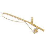 14K and White Rhodium 3-D Fly Rod Fishing Pole Charm - Image 4