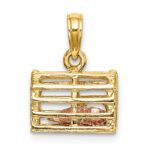 14K Two-Tone Moveable 3-D Pink Lobster In Trap Charm - Image 3