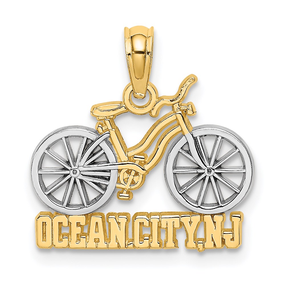 K9139.jpg 14k with White Rhodium OCEAN CITY NJ Bicycle Charm - Image 1