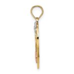 14k Two-tone with White Rhodium #1 MOM Heart with Flower Charm - Image 2