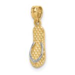 14k with White Rhodium 3-D HAWAII Single Flip-Flop Charm - Image 5