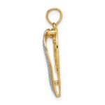 14k with White Rhodium Heart Diamond-cut LOVE Charm - Image 2