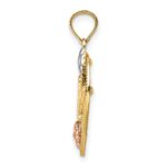 14k Two-tone with White Rhodium SPECIAL On Heart with Flowers Charm - Image 2