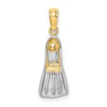 14k and White Rhodium 3-D Scuba Flipper Charm