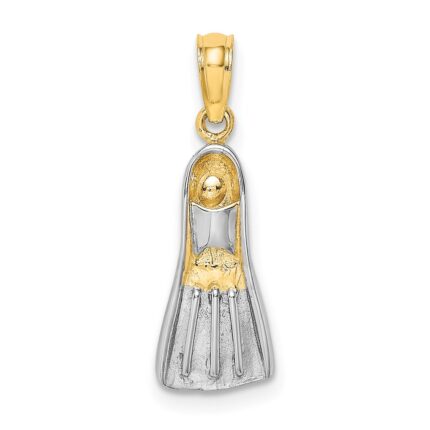 14k and White Rhodium 3-D Scuba Flipper Charm