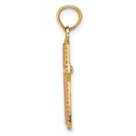 14K Two-tone Beaded Trim Cross Charm - Image 2