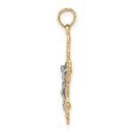 14K and White Rhodium Textured Lace Trim Crucifix Charm - Image 2