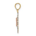 14K Two-tone and White Rhodium Small Angel In Scalloped Edge Heart Charm - Image 2