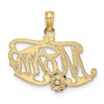 14k Two-Tone MOM Script with Flower Charm - Image 4
