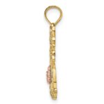 14k Two-Tone Sitting Cat with Bow and Flower Charm - Image 2