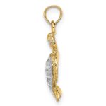 14K with White Rhodium Swimming Sea Turtle Charm - Image 2