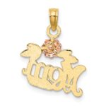 14k Two-Tone Textured Flower MOM Charm - Image 4