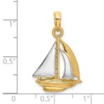 14K and White Rhodium 3-D Polished Sailboat Charm - Image 3