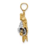 14k Two-tone 3-D Moveable Christmas Bells and Holly Charm - Image 2