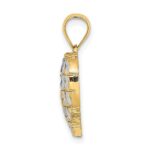 14k and White Rhodium Diamond-cut Grid Heart Charm - Image 2