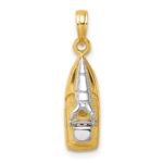 14K and White Rhodium 3-D Wave Runner with Moveable Seat Charm