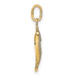 14k and White Rhodium Diamond-cut Textured Heart Charm - Image 2