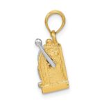 14k and White Rhodium 3-D Slot Machine with Moveable Handle Charm - Image 2
