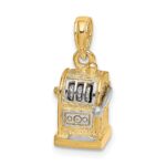 14k and White Rhodium 3-D Slot Machine with Moveable Handle Charm - Image 3
