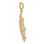 14K and White Rhodium Diamond-cut and Filigree Flower Charm - Image 2