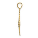 14K and White Rhodium Diamond-cut Filigree Medallion Charm - Image 2