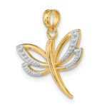 14k and White Rhodium Textured Dragonfly Charm - Image 5