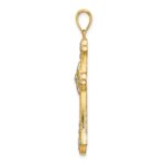 14K with White Rhodium Diamond-cut Edges Cross Charm - Image 2