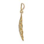 14K and White Rhodium Diamond-cut Scalloped Wave Charm - Image 2