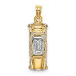 14k with White Rhodium 3-D Taxi with Moveable Tires Charm