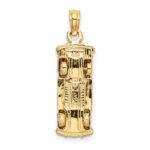 14k with White Rhodium 3-D Taxi with Moveable Tires Charm - Image 3