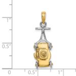 14k Two-tone 3-D Lawn Mower with Moveable Handle and Wheels Charm - Image 4