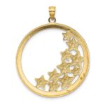 14k and White Rhodium Stars in Round Frame Charm - Image 3