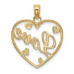 14k and White Rhodium LOVE with Hearts Pendant - Image 4