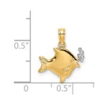 14k and White Rhodium 2-D Fish with Bubbles Charm - Image 3