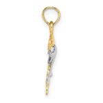 14K and White Rhodium 2-D Polished Dolphins Charm - Image 2