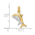14K and White Rhodium 2-D Polished Dolphins Charm - Image 3